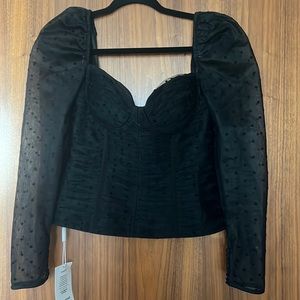 Self Portrait Dot Mesh Gathered Top